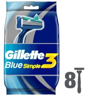 Gillette Blue Simple 3 бритвенный станок 8 шт  со смазывющей полоской