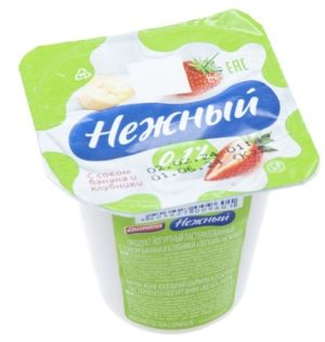 Йогурт Нежный с соком банана и клубники 0.1% 95 г