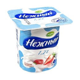 Нежный йогурт c соком клубники 1.2% стакан 100г