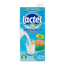 Молоко 1.5% Ультрапастеризованное с Витамином d3 Lactel т/п 1л