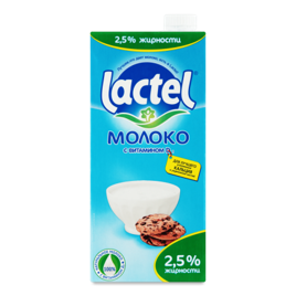 Молоко 2.5% Ультрапастеризованное с Витамином d3 Lactel т/п 1л
